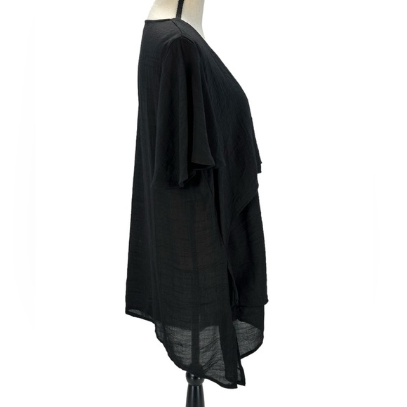 Avenue Short Sleeve V Neck Mylah Layer Tunic Blouse - Black - size 18 - Picture 2 of 8